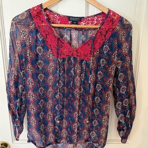 Lucky Brand Boho Pattern Blouse